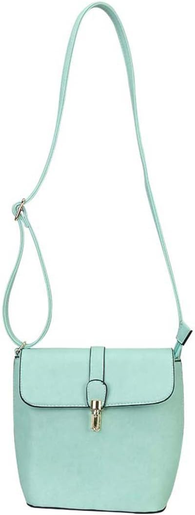 Diophy Simplicity Solid Color Button Push Lock Closure Crossbody Messenger Handbag Purse
