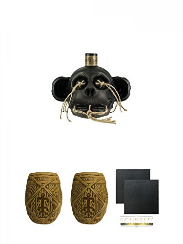 Deadhead 5 Jahre Dark Chocolate Rum 35% 0,7 Liter + Plantation MUG ohne Eichstrich 1 Stück + Plantation MUG ohne Eichstrich 1 Stück + Schiefer Glasuntersetzer eckig ca. 9,5 cm Ø 2 Stück