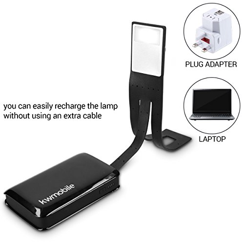 image for kwmobile LED Clip On Reading Light - Flexible Bookmark Book Lamp 4 Lev