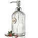 JASAI 18 Oz Clear Glass Soap Dispenser with Rust Proof Stainless Steel Pump, Refillable Liquid Hand Soap Dispenser for Bathroom, Premium Kitchen Soap Dispenser and Bathroom Accessories