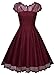 Miusol Women's Retro Floral Lace Cap Sleeve Vintage Swing Bridesmaid Dress (Large, Wine Red)