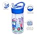 Wildkin Kids 16 Oz Water Bottle – Straw Lid & Handle, Easy to Clean, Ideal for School & Travel - Trains, Planes, and Trucks
