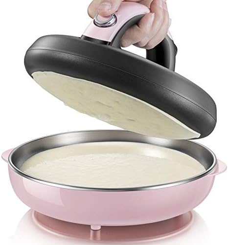 QIANLAI 22%,Pink Automatic Nonstick Stainless Steel Crepe Makers Mini Pancake Machine Household Electric Baking pan with Metal Stent,US