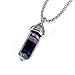 BRCbeads Gemstone Necklace, Fluorite Pendant Crystal Hexagonal Healping Point Reki Chakra Unisex Stainless Steel Chain 20''