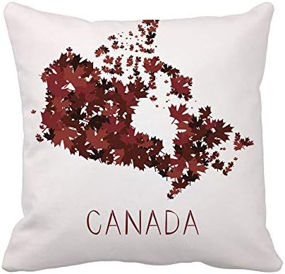 Amazon Com Awowee Throw Pillow Cover Red Canadian Maple Leafs Map