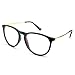 PenSee Womens Fashion Oversized Clear Lens Round Circle Eye Glasses (Black)