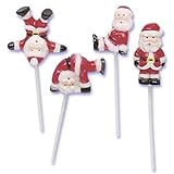 Dress My Cupcake DMC41X-187 12-Pack Tumbling Acrobatic Santa Pick Decorative Cake Topper, Christmas, Red/White
