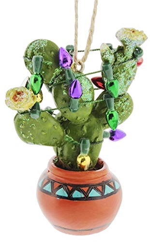 The Bridge Collection Prickly Pear Cactus with String Lights Ornament