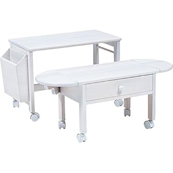 【クリックで詳細表示】パソコンテーブル 木製 バタフライ式(伸長/伸縮式) コンパクト MT-2702 白 【完成品】