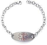 Max Petals - Warfarin Medical Alert ID Stainless Steel Identification Bracelet with 9 Inch Chain