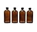 8 oz Amber Glass Boston Round Bottles (4 Pack); w/Poly Cone Caps Perfect for Essential Oil Blends