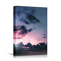 Canvas Wall Art Pink Skies and Clouds Coastal Multicolor Photography Relax/Calm Romantics Sunset - 12x18 inches