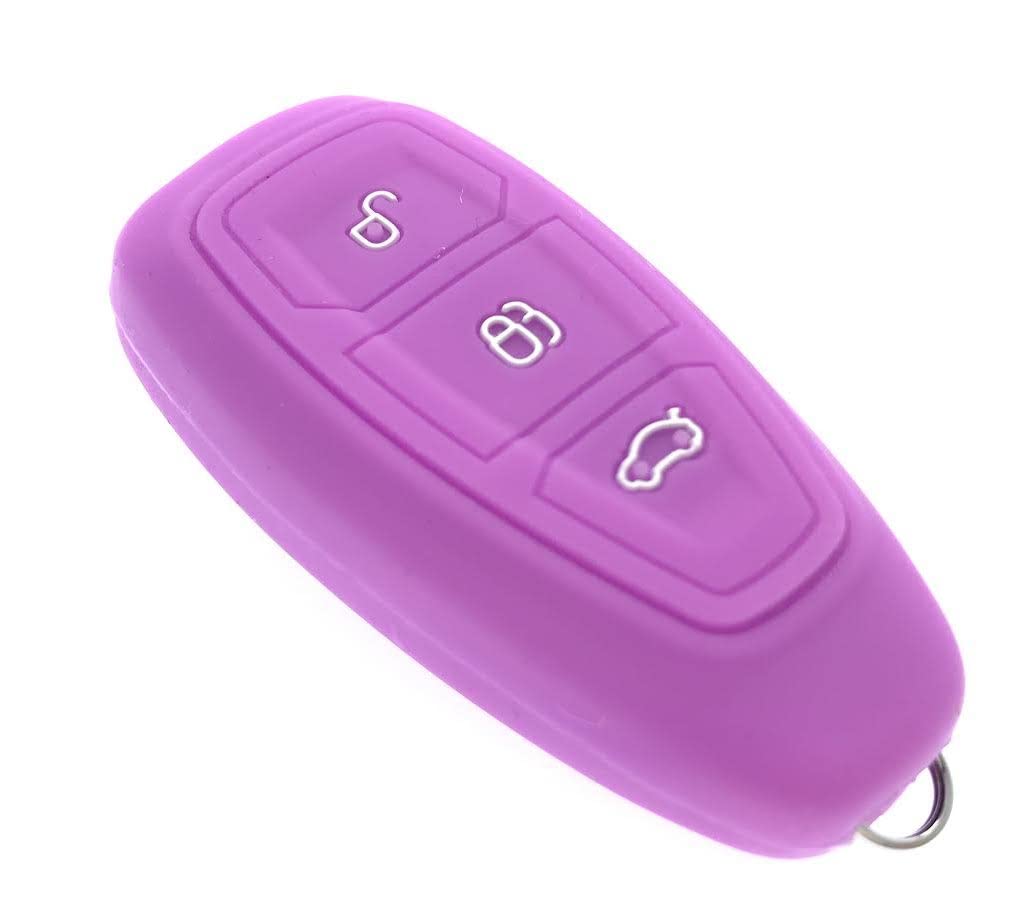 Nordecco - Silicone Key Case Compatible With FORD S-MAX/B MAX/C- FOCUS/MONDEO/KUGA/FIESTA FUSION ST 3 BUTTON KEYLESS (Purple)