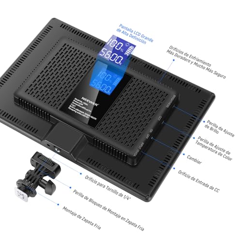 NEEWER 13" Panel Foco LED Video,Kit Iluminación Estudio con Trípode,20W Luz Relleno Bicolor Dimmable Key Light para Grabación Podcast Fotografía Streaming,CRI97+ 2400lux/0,5m 29,6Wh Batería,NL-192AI