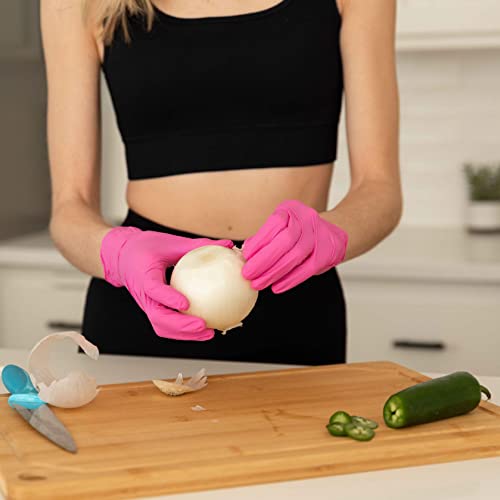 FRAMAR Pink Gloves Disposable Latex Free Pink Nitrile Gloves Small