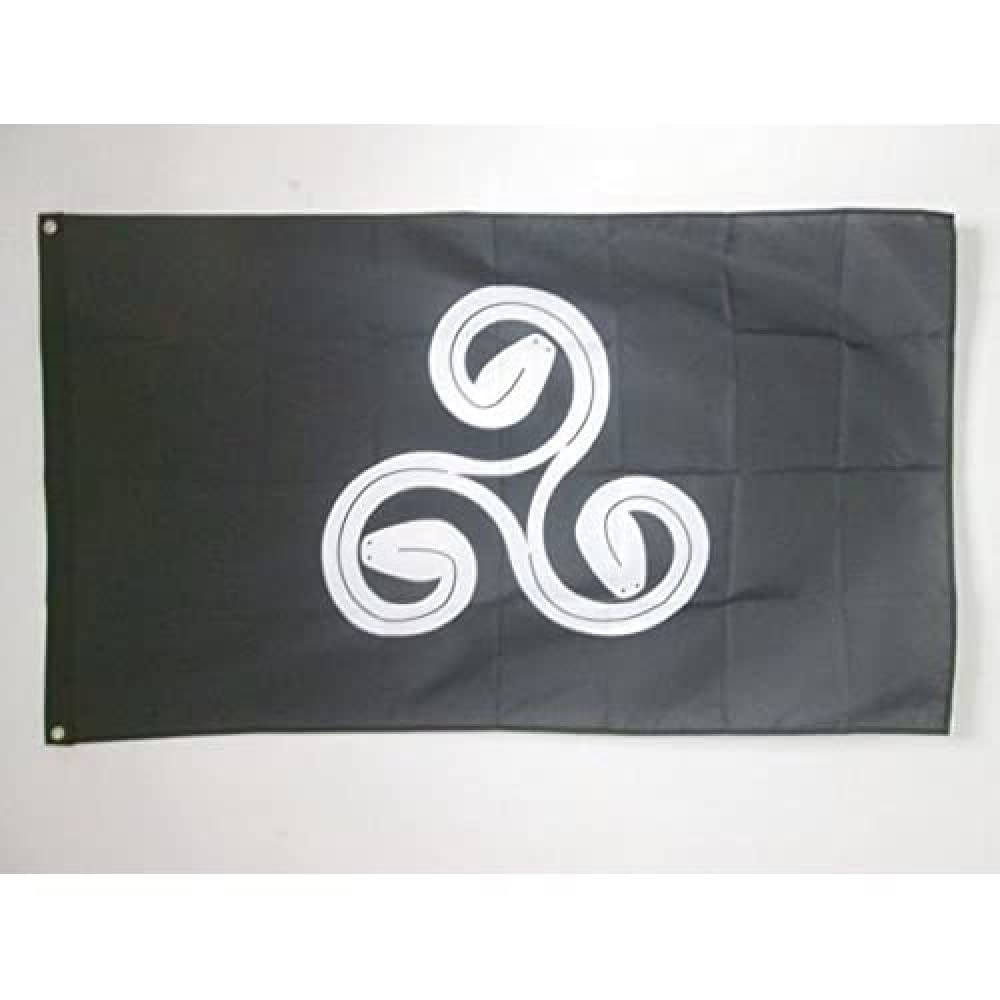 AZ FLAG - Brittany Triskell Triserpent Flag - 3x5 Ft - 100D Polyester Bretagne Banner with Two Metal Grommets - Fade Resistant - Vivid Colors - 3' x 5' Feet - 150x90 Cm