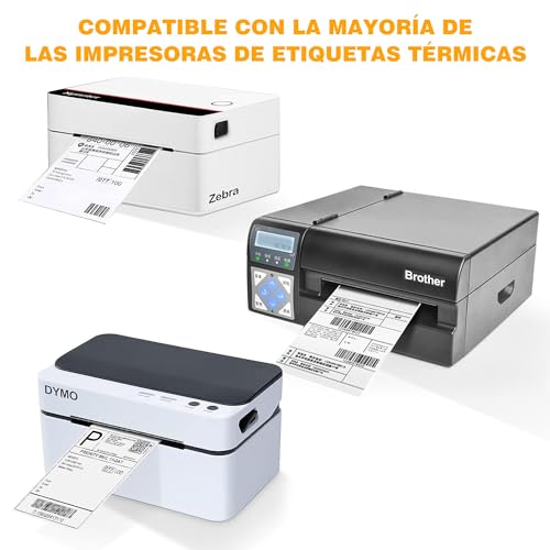 500 Etiquetas Térmicas Directas 4" x 6", Papel Adhesivo para Impresora - Perforadas y con Adhesivo Resistente, Grado Comercial