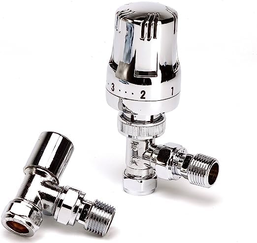Greened House Haxby Chrome Angled TRV and Lock Shield Valve Set 1/2"