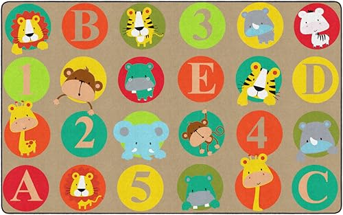 Flagship Carpets ABC &123 Animals Carpet for Childrens Classroom Area Rug or Be…