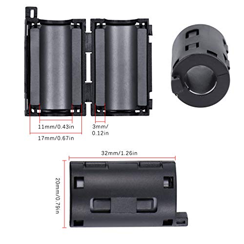 Dreamtop 10Pcs Clipon Noise Filter Ferrite Ring Core RFI EMI Ferrite