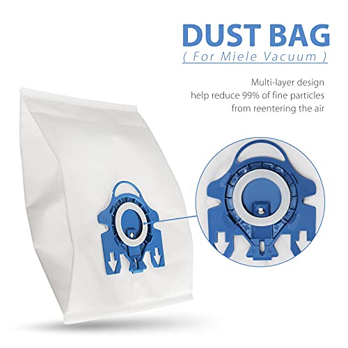 16 Pack 3D Airclean Dust Bags for Miele Gn Vacuum Cleaner, for Miele
