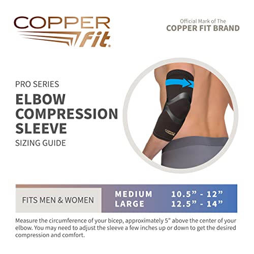 Copper Fit Pro Series Performance Compression Elbow Sleeve, Black with