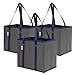 Pomatree Reusable Grocery Bags | Strong and Sturdy Grocery Shopping Bags, Large, Foldable (3 Pack - Grey/Navy)