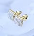 Mens Ladies 10k Yellow Gold Designer Square Micro Pave Diamond Earrings Studs