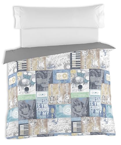 FUNDA NÓRDICA ACORDES 140X200 CM - IMPRESIÓN DIGITAL - DIGITAL: 100% ALGODÓN/LISO: 50% ALGODÓN - 50% POLIÉSTER - 144 HILOS