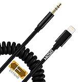 iPhone 8 Aux Cord, DISDIM Lightning to 3.5 mm Headphone Jack Adapter Audio Stereo Spring [Extension to 5FT] Cable for iPhone 8 / 8 Plus/ X, iPhone 7 /7 Plus/ 6 to Car / Home Stereos,Support iOS 11