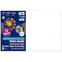 Tru-Ray Heavyweight Construction Paper, White,  12" x 18", 50 Sheets