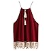 HOT Sale!Women Lace Tank Tops,Canserin Trimmed Tasselled Drawstring Blouse