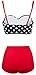 Angerella Polka High Waisted Cute Bikinis Swimwear Bathing Suit (BKI031-R1-L), Red-Two, US6-8=Tag Size L