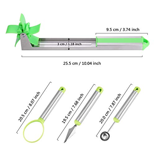 4Pack Watermelon Windmill Cutter Slicer Kit[Original], PEMOTech Stainless Steel Watermelon Windmill Cutter, Melon Baller, Carving Knife and Peeler, Windmill Watermelon Slicer Tools for Home - Thumbnail 4