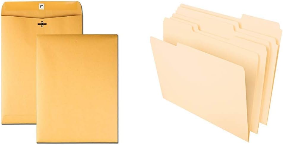 Quality Park 9 x 12 Clasp Envelopes with Deeply Gummed Flaps, Great for Filing, Storing or Mailing Documents, 28 lb Brown Kraft, 100 per Box (37890) : Office Products
