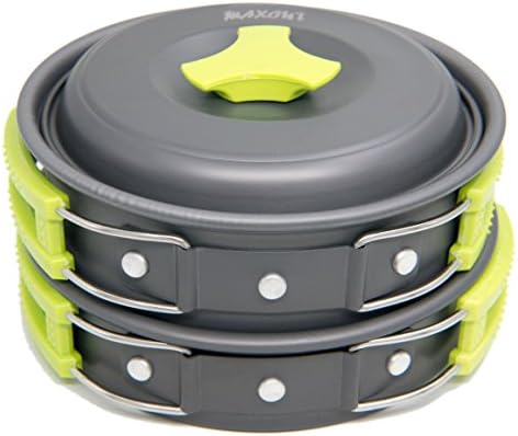 Camping Cookware Set - 10 Pieces - For Hiking, Picnic, Camp Mess Kit - Outdoor Kitchen Set - Lightweight, Nonstick, Non-Toxic, BPA Free, FDA Approved - Made Of Anodized Aluminum - Backpacking Cook Set