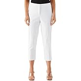 Rafaella Womens 24" Satin Twill Capri with Grommets, Stretch Fabric, Elastic Waistband, Curvy Slim Fit Dress Pants