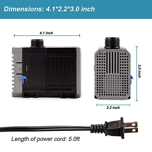 YCTECH 25W 400GPH Submersible Pump for Aquarium, Fish Tank, Pond, Fountains, Statuary, Hydroponics, Aquaponics
