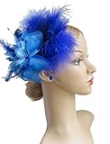 Kathyclassic Women's Fascinators Hat Hair Clip Feather Wedding Headware Bridal 1920s Headpiece (Royal Blue)