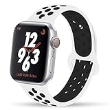 YC YANCH Greatou Compatible for Apple Watch Band 42mm 44mm,Soft Silicone Sport Band Replacement Wrist Strap Compatible for iWatch Apple Watch Series 5/4/3/2/1,Nike+,Sport,Edition,M/L,White Black