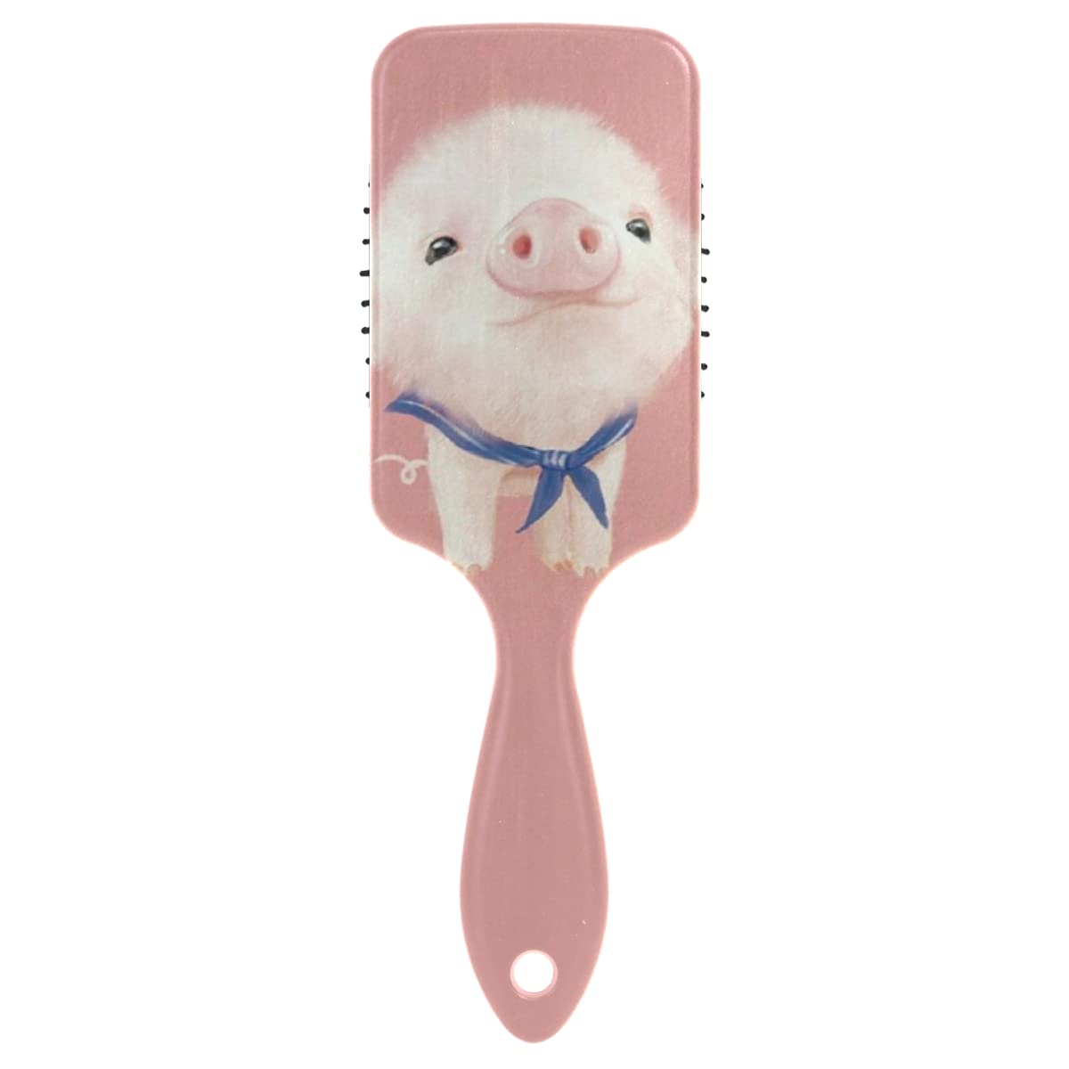 Mnsruu Hair Brush Pink Pig Cute Piggy Paddle Brush Wire Hair Brush Travel Soft Hair Brush Comb for Fine Hair for Girl Women, L