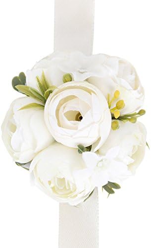Ivysan Wrist Corsage Flower Bracelet for Wedding Prom Hand Atificial Flower,005