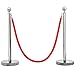 Yaheetech 4pcs Stainless Steel Stanchion Posts - 6.6FT Extended Red Velvet Rope Retractable Safety Barriers with Stable Base for Party Supplies Theater Hotels Clubs Museums, Silver