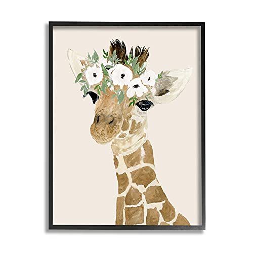 Stupell Industries Cute Baby Giraffe Floral Crown Children's Safari Animal, Des…
