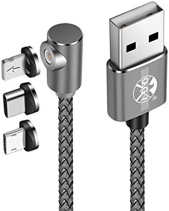 UGI Round L Cable Charge Micro USB C Magnetic Type C Cable Right Angle Charging 3.3ft/6.6ft/10ft Cord for Samsung Galaxy S6 S7 S8 S9 HuaWei Phone X 8 7 6 Plus Android IOS All Phone Devices
