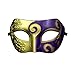 halloween mask Half face painting masks realistic silicone masquerade Knight Prince masks japanese mardi gras (Purple and gold)
