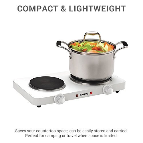 [- Sensiohome Portable Electric Double Hot Plate Hob – Table Top Hotplate Slow Cooker with 2