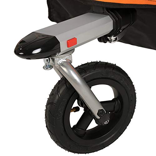 Clevr Elite 3-in-1 Double 2 Seat Bike Bicycle Trailer Jogger Stroller for Kids Children - Foldable for Storage, Orange