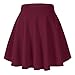 Urban CoCo Women's Basic Versatile Stretchy Flared Casual Mini Skater Skirt (Medium, Wine Red)