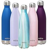 MIRA 25 Oz Vacuum Insulated Travel Water Bottle | Leak-proof Double Walled Stainless Steel Cola Shape Sports Water Bottle | No Sweating, Keeps Your Drink Hot & Cold | 750 ml Teal Granite